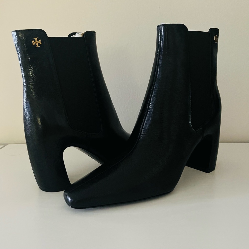 Tory Burch Glossy Black Ankle Booties